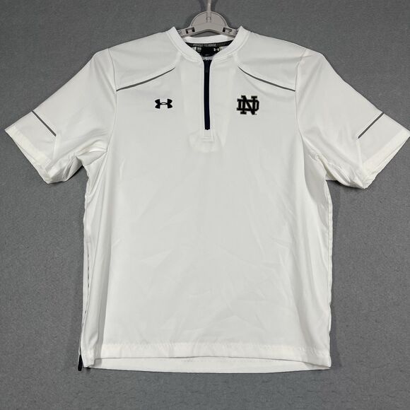 Notre Dame Fighting Irish Jacket Men Medium White Sideline Motivate Short Sleeve - Picture 1 of 12